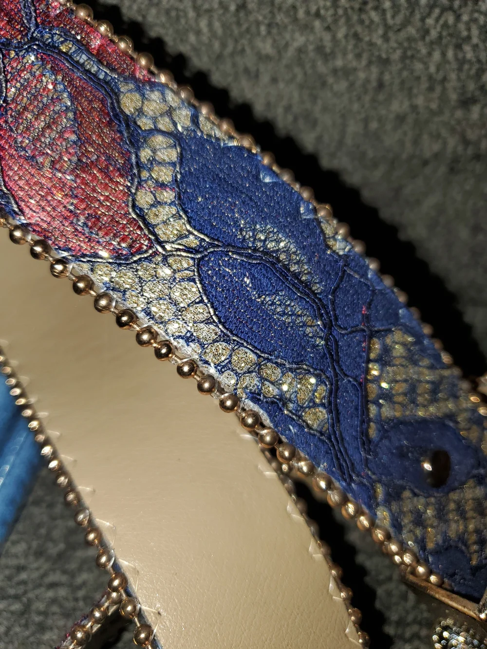 Women's Blue Belt with Gold-Tone Floral Buckle